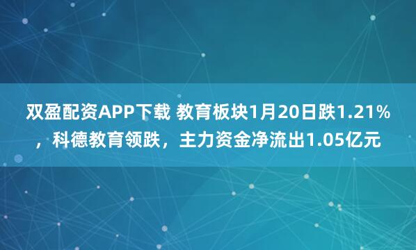 双盈配资APP下载 教育板块1月20日跌1.21%，科德教育领跌，主力资金净流出1.05亿元